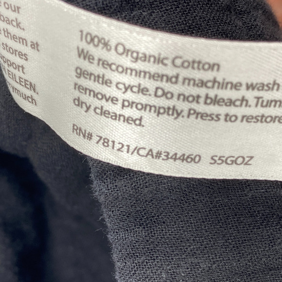EILEEN FISHER Pants PS Organic Cotton Crinkle Gauze Tapered Ankle Pull On Black - Picture 8 of 12